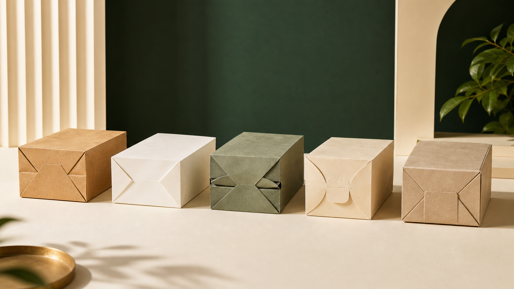 Five paper bag bottom construction samples