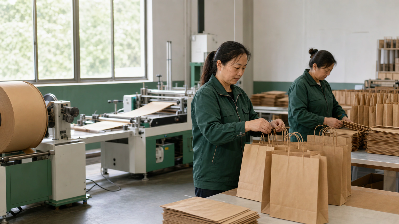 Illustrative Chinese paper bag production workshop